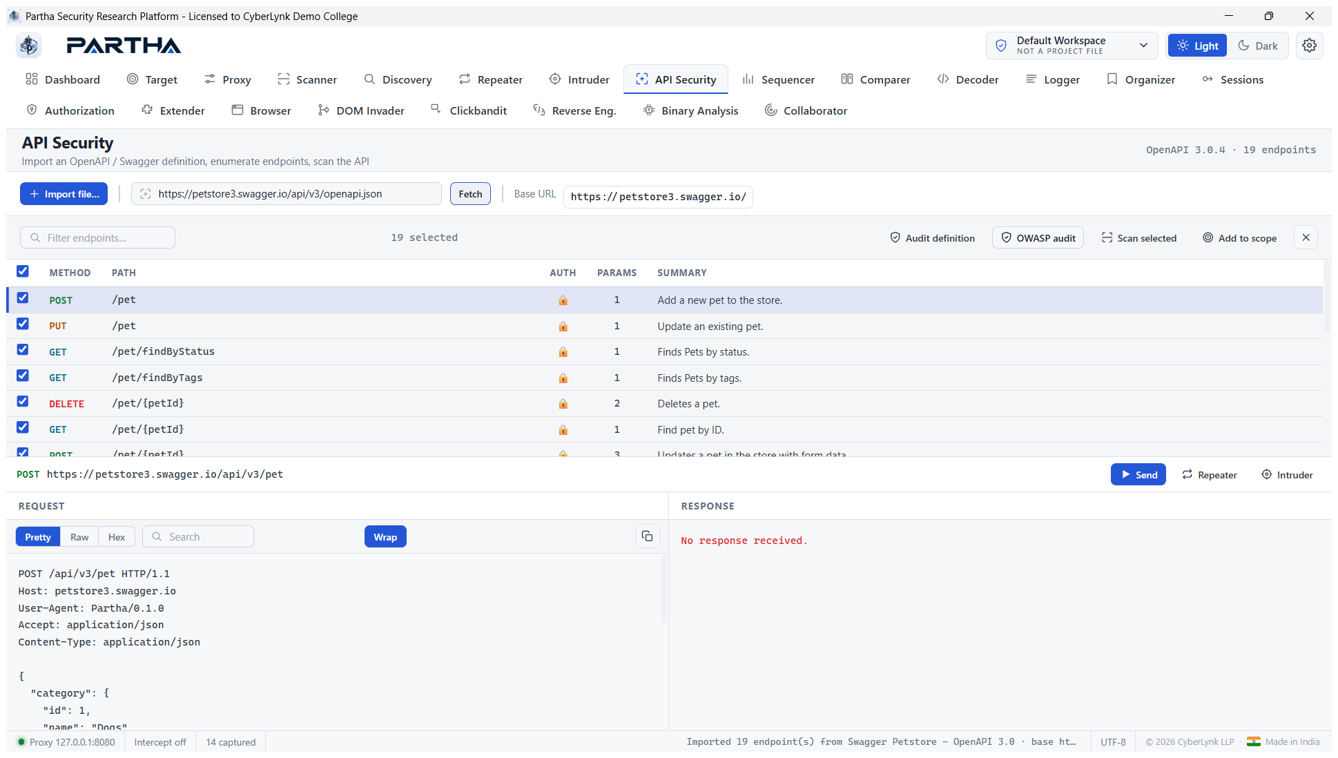 OpenAPI endpoints parsed from a spec