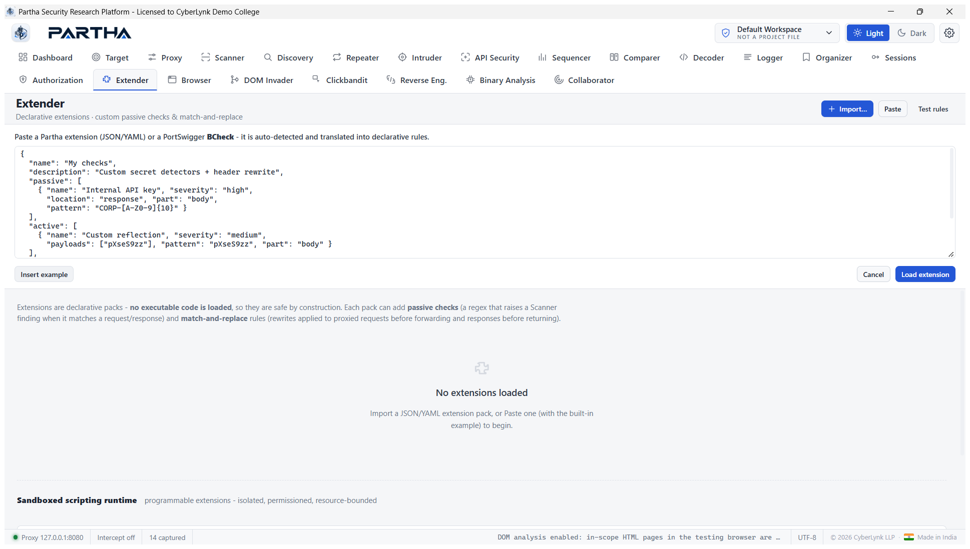 Extender paste/compose an extension