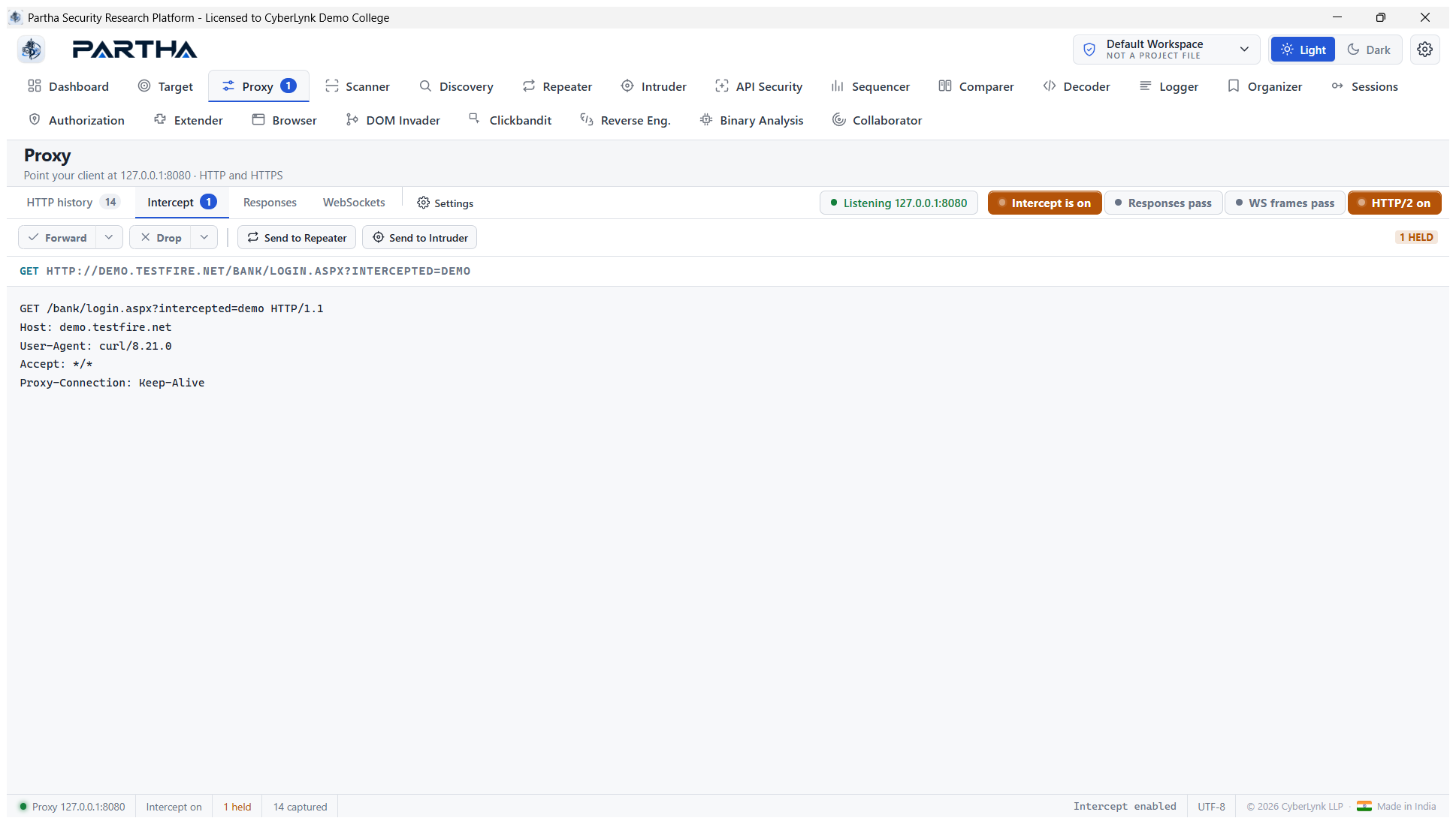 Proxy intercept holding a request