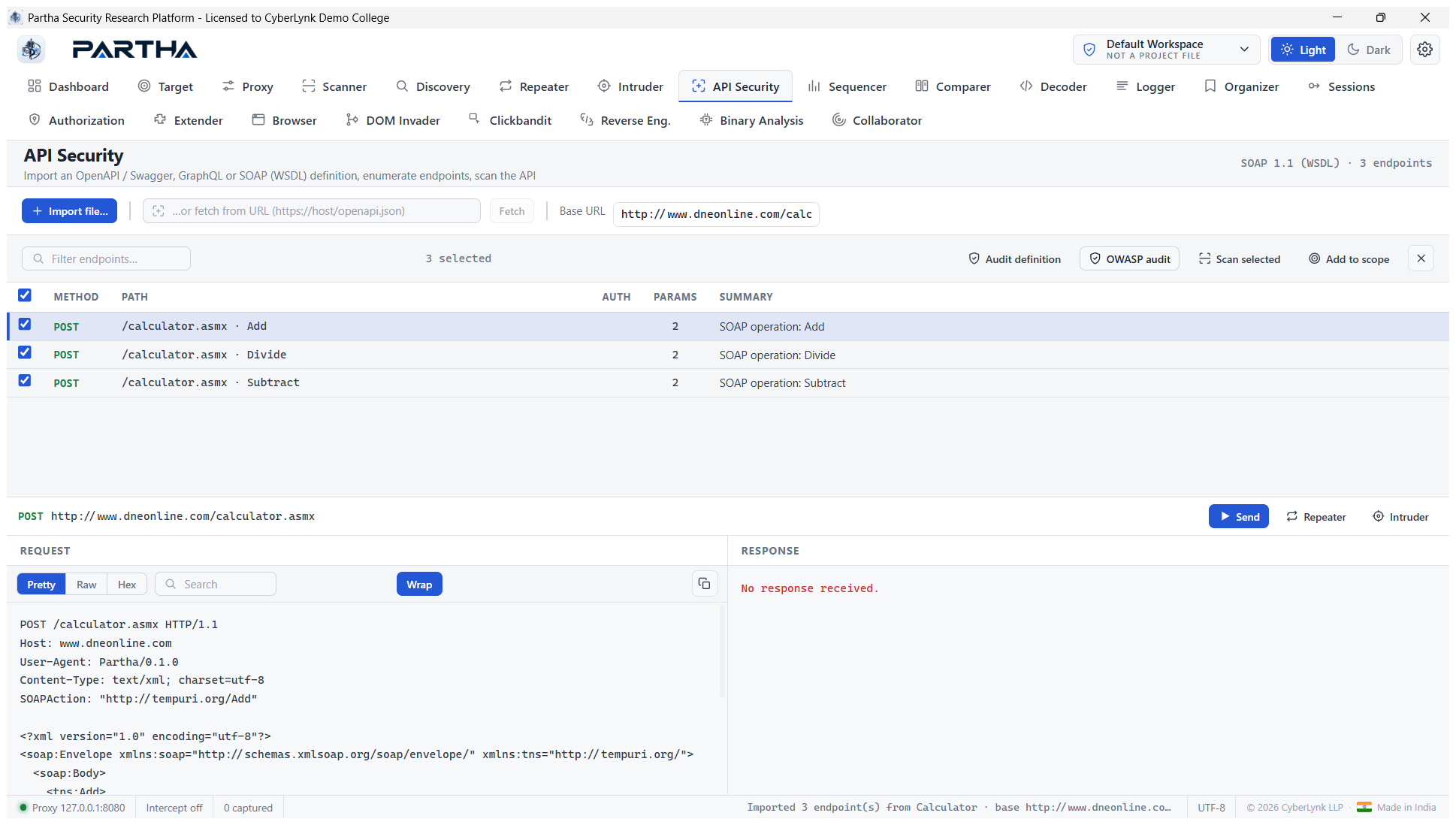 SOAP operations enumerated from a WSDL